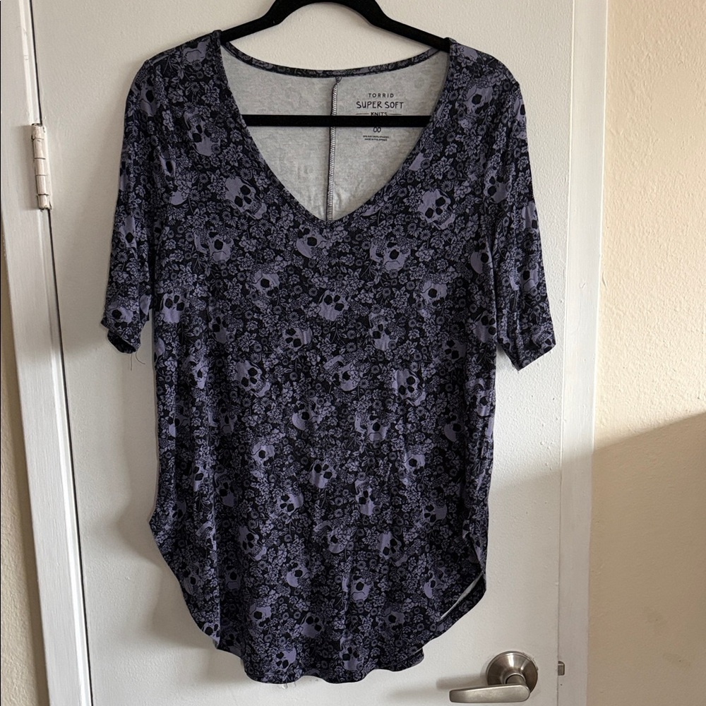 Torrid Dark Floral V-Neck Tee